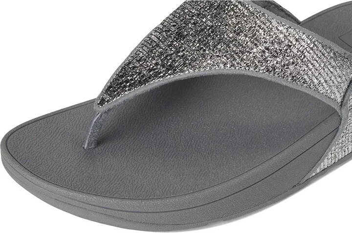 FitFlop Lulu Crinkled-shimmer Toe-post Sandals Women's Wedge Shoes Silvereen : 10 M (B), Synthetic - Image 7