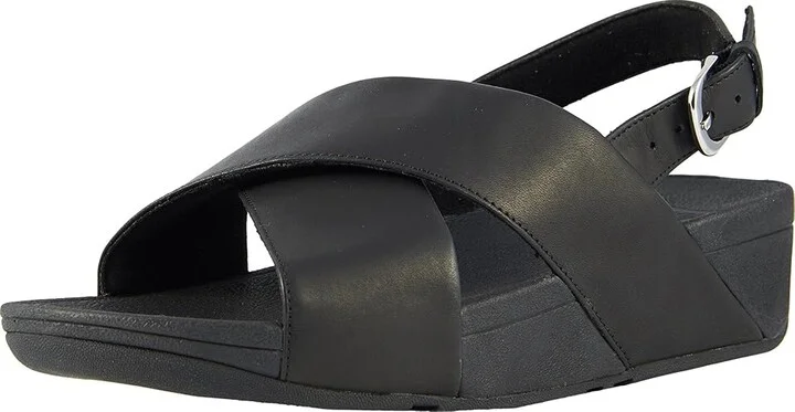 FitFlop Lulu Cross-Back Strap Sandals - Leather Women's Sandals Black : 5 M (B) - Image 2