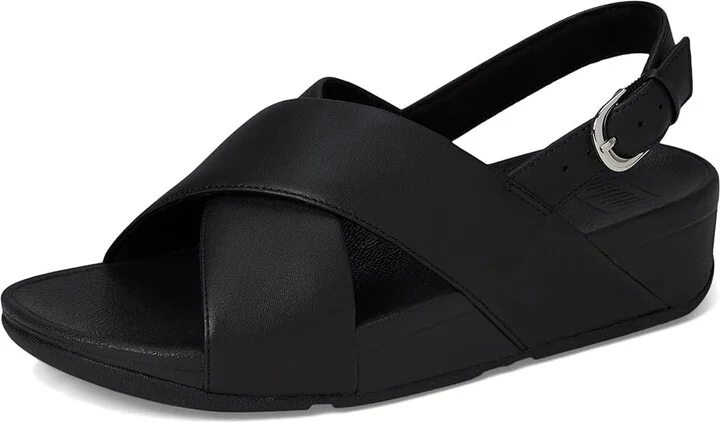 FitFlop Lulu Cross-Back Strap Sandals - Leather Women's Sandals Black : 5 M (B) - Image 6