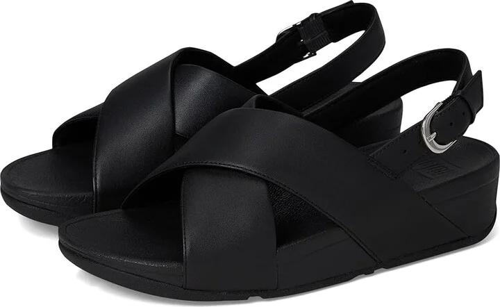 FitFlop Lulu Cross-Back Strap Sandals - Leather Women's Sandals Black : 5 M (B)