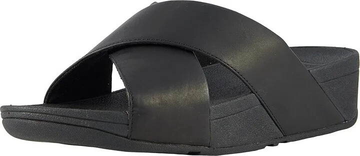 FitFlop Lulu Cross Slide Leather Sandals Women's Sandals Black : 5 M (B) - Image 2