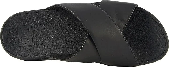 FitFlop Lulu Cross Slide Leather Sandals Women's Sandals Black : 5 M (B) - Image 3