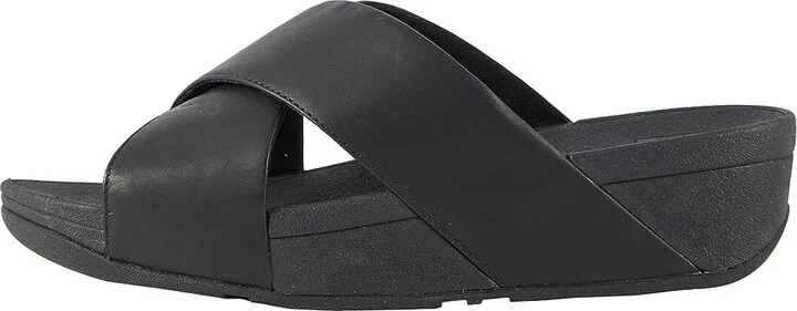 FitFlop Lulu Cross Slide Leather Sandals Women's Sandals Black : 5 M (B) - Image 7