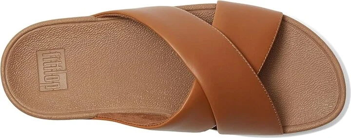 FitFlop Lulu Cross Slide Sandals - Leather Women's Wedge Shoes Light Tan : 9 M (B) - Image 2