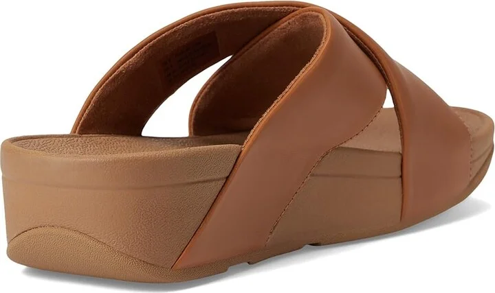FitFlop Lulu Cross Slide Sandals - Leather Women's Wedge Shoes Light Tan : 9 M (B) - Image 4