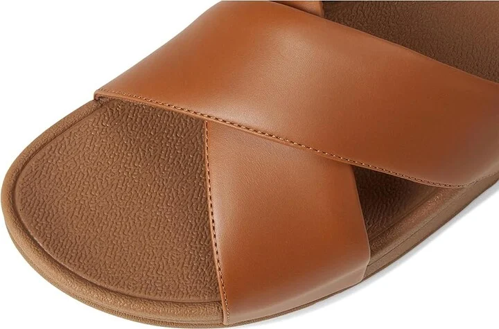 FitFlop Lulu Cross Slide Sandals - Leather Women's Wedge Shoes Light Tan : 9 M (B) - Image 7