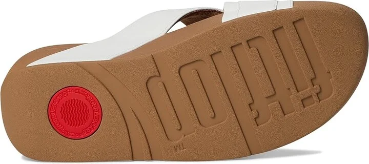 FitFlop Lulu Crystal-Buckle Leather Cross Slides Women's Wedge Shoes Urban White 1 : 10 M (B) - Image 3