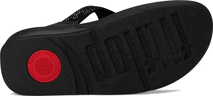 FitFlop Lulu Crystal Embellished Toe-Post Sandals Women's Shoes All Black : 9 M (B), Textile - Image 3