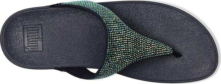 FitFlop Lulu Crystal Embellished Toe-Post Sandals Women's Shoes Iridescent Navy : 7 M (B), Textile - Image 2