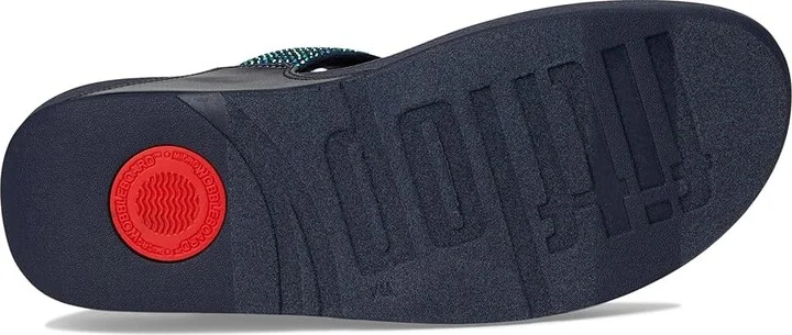 FitFlop Lulu Crystal Embellished Toe-Post Sandals Women's Shoes Iridescent Navy : 7 M (B), Textile - Image 3