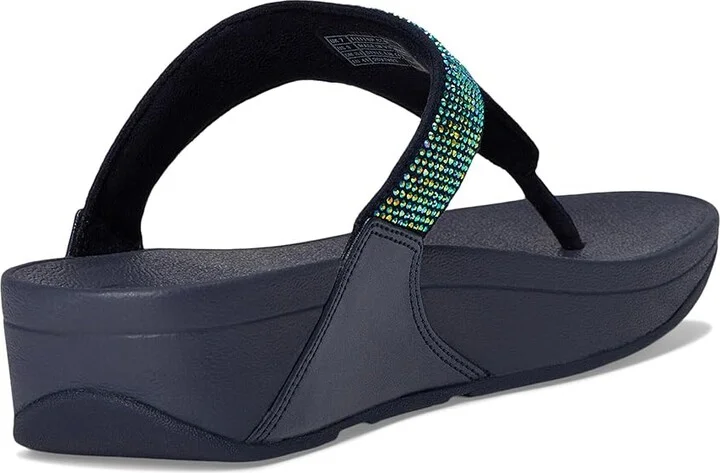 FitFlop Lulu Crystal Embellished Toe-Post Sandals Women's Shoes Iridescent Navy : 7 M (B), Textile - Image 4