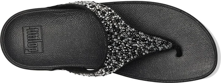 FitFlop Lulu Crystal-Mix Toe-Post Sandals Women's Sandals All Black : 6 M (B), Microfiber - Image 2