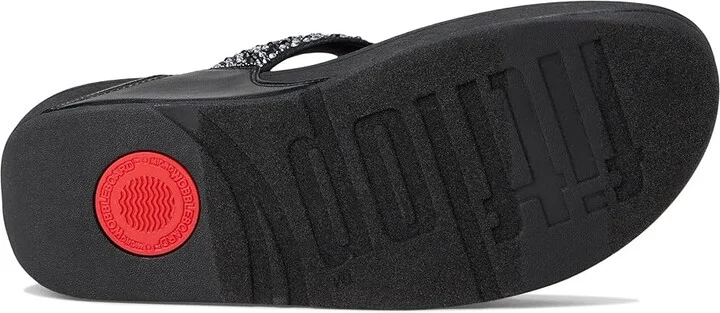 FitFlop Lulu Crystal-Mix Toe-Post Sandals Women's Sandals All Black : 6 M (B), Microfiber - Image 3