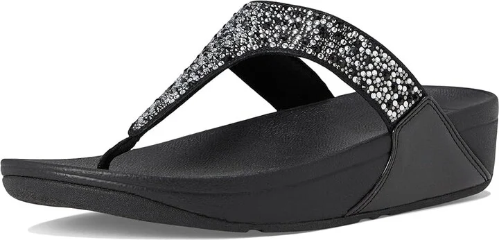 FitFlop Lulu Crystal-Mix Toe-Post Sandals Women's Sandals All Black : 6 M (B), Microfiber - Image 5