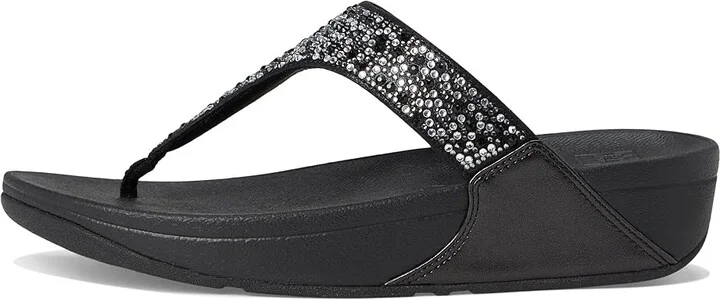 FitFlop Lulu Crystal-Mix Toe-Post Sandals Women's Sandals All Black : 6 M (B), Microfiber - Image 6