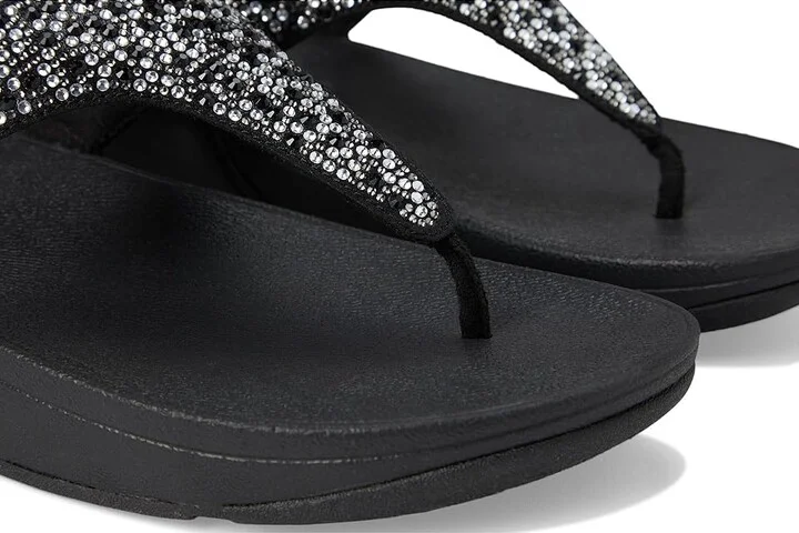 FitFlop Lulu Crystal-Mix Toe-Post Sandals Women's Sandals All Black : 6 M (B), Microfiber - Image 7