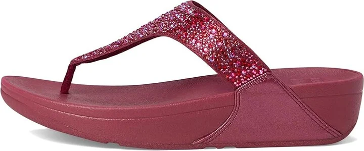 FitFlop Lulu Crystal-Mix Toe-Post Sandals Women's Sandals Luxe Plum : 9 M (B), Microfiber - Image 6