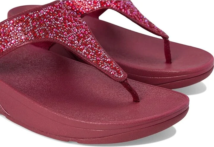 FitFlop Lulu Crystal-Mix Toe-Post Sandals Women's Sandals Luxe Plum : 9 M (B), Microfiber - Image 7