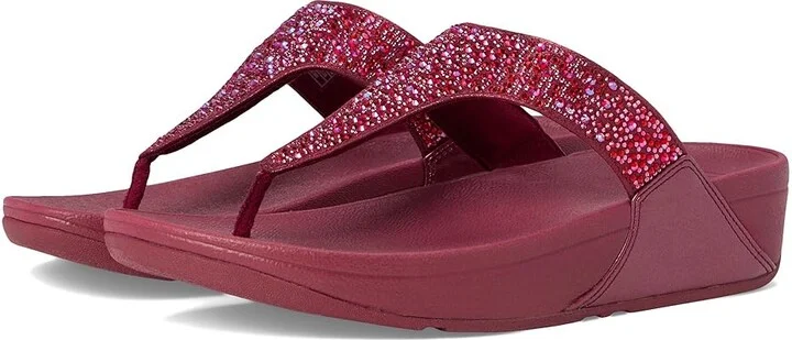 FitFlop Lulu Crystal-Mix Toe-Post Sandals Women's Sandals Luxe Plum : 9 M (B), Microfiber