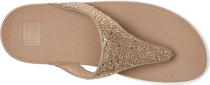 FitFlop Lulu Crystal-Mix Toe-Post Sandals Women's Sandals Metallic Classic Beige : 11 M (B), Microfiber - Image 2