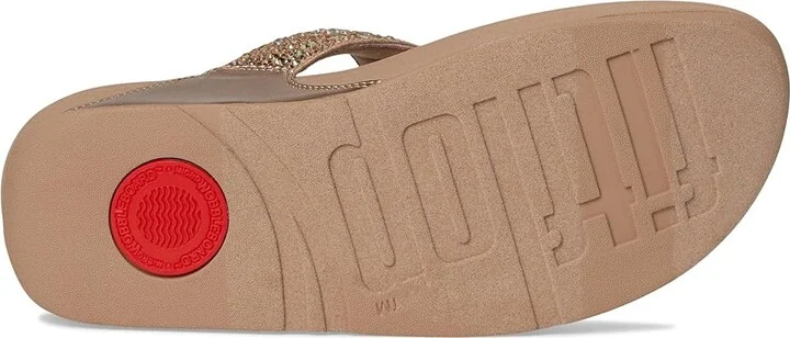 FitFlop Lulu Crystal-Mix Toe-Post Sandals Women's Sandals Metallic Classic Beige : 11 M (B), Microfiber - Image 3