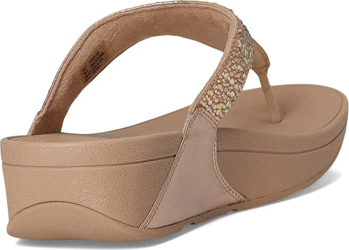FitFlop Lulu Crystal-Mix Toe-Post Sandals Women's Sandals Metallic Classic Beige : 11 M (B), Microfiber - Image 4