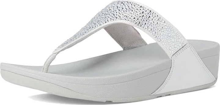FitFlop Lulu Crystal-Mix Toe-Post Sandals Women's Sandals Silver : 9 M (B), Microfiber - Image 5