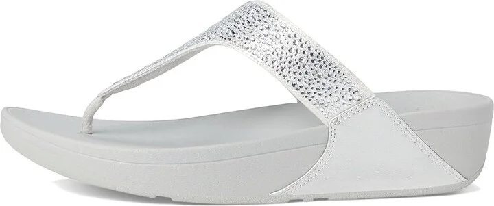 FitFlop Lulu Crystal-Mix Toe-Post Sandals Women's Sandals Silver : 9 M (B), Microfiber - Image 6