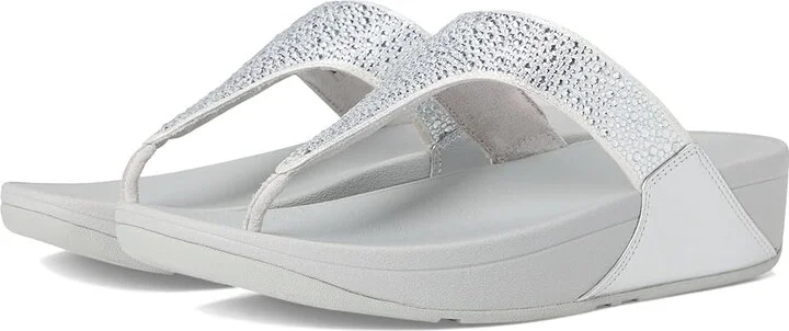 FitFlop Lulu Crystal-Mix Toe-Post Sandals Women's Sandals Silver : 9 M (B), Microfiber