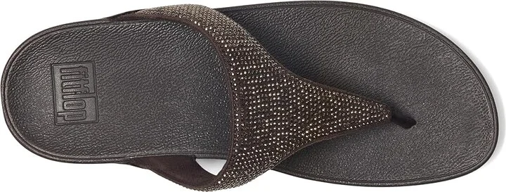 FitFlop Lulu Crystal Toe-post Sandals Women's Wedge Shoes Metallic Chocolate Brown : 11 M (B), Faux Leather - Image 2