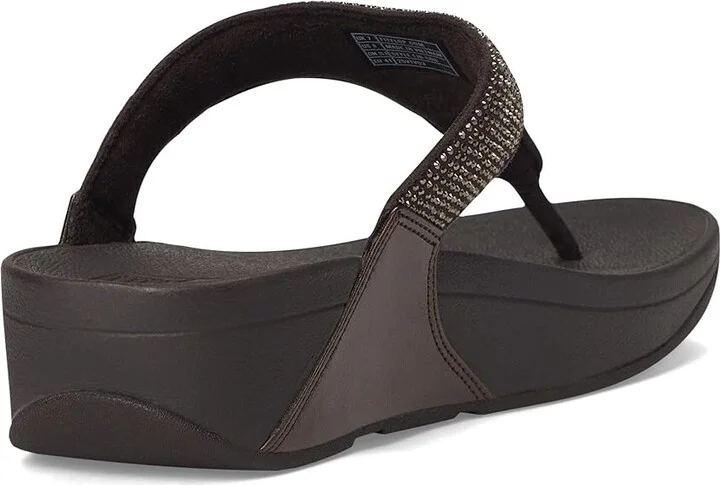 FitFlop Lulu Crystal Toe-post Sandals Women's Wedge Shoes Metallic Chocolate Brown : 11 M (B), Faux Leather - Image 4