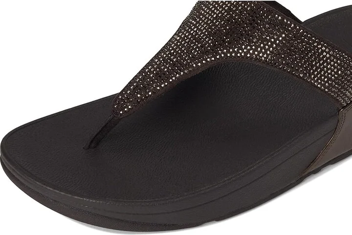 FitFlop Lulu Crystal Toe-post Sandals Women's Wedge Shoes Metallic Chocolate Brown : 11 M (B), Faux Leather - Image 7