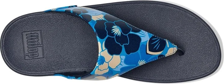 FitFlop Lulu Flowerz Leather Toe-Post Sandals Women's Wedge Shoes Midnight Navy Mix : 6 M (B) - Image 2