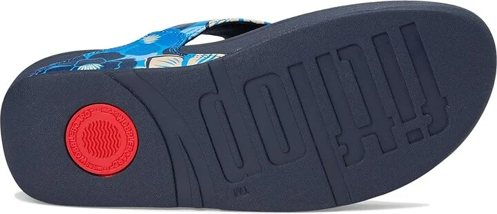 FitFlop Lulu Flowerz Leather Toe-Post Sandals Women's Wedge Shoes Midnight Navy Mix : 6 M (B) - Image 3