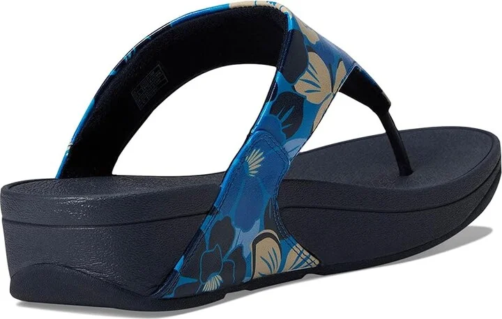 FitFlop Lulu Flowerz Leather Toe-Post Sandals Women's Wedge Shoes Midnight Navy Mix : 6 M (B) - Image 4