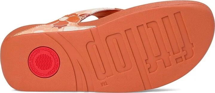 FitFlop Lulu Flowerz Leather Toe-Post Sandals Women's Wedge Shoes Peachy Mix : 7 M (B) - Image 3