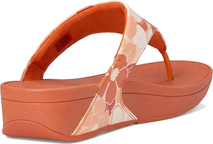 FitFlop Lulu Flowerz Leather Toe-Post Sandals Women's Wedge Shoes Peachy Mix : 7 M (B) - Image 4