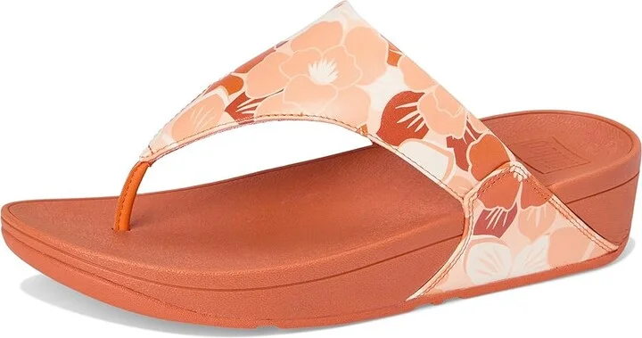 FitFlop Lulu Flowerz Leather Toe-Post Sandals Women's Wedge Shoes Peachy Mix : 7 M (B) - Image 5