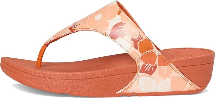 FitFlop Lulu Flowerz Leather Toe-Post Sandals Women's Wedge Shoes Peachy Mix : 7 M (B) - Image 6