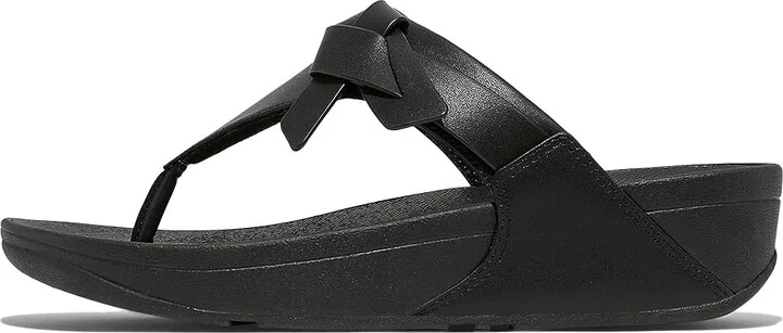 FitFlop Lulu Folded-Knot Leather Toe-Post Sandals Women's Sandals Black : 5 M (B), Leather/Rubber - Image 4