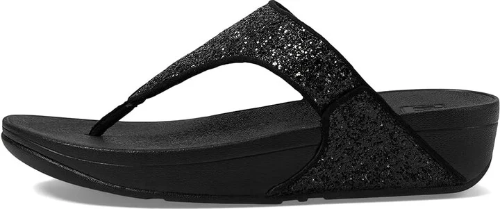 FitFlop Lulu Glitter Toe-Thongs Women's Shoes Black Glitter : 5 M (B), Textile - Image 6