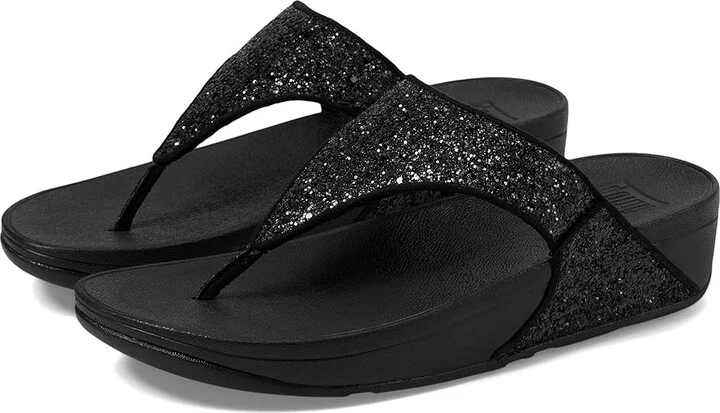FitFlop Lulu Glitter Toe-Thongs Women's Shoes Black Glitter : 5 M (B), Textile