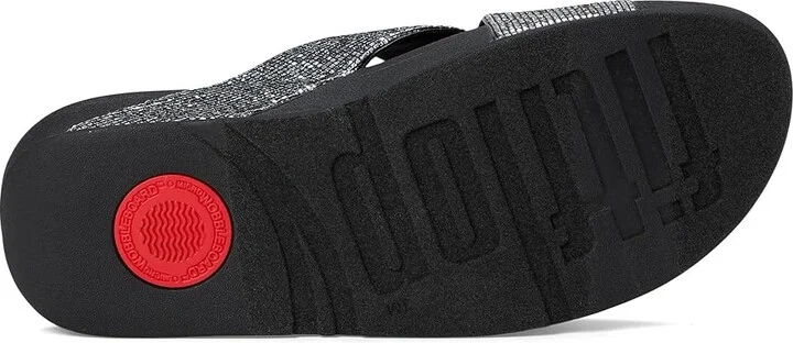 FitFlop Lulu Glitterball Cross Slides Women's Sandals Silver : 7 M (B), Leather/Rubber - Image 3
