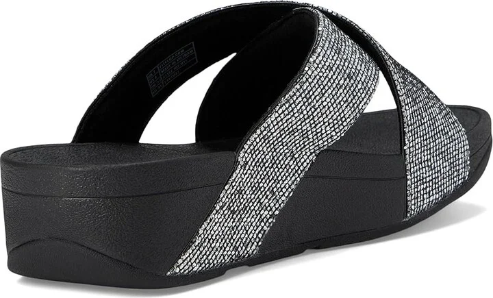 FitFlop Lulu Glitterball Cross Slides Women's Sandals Silver : 7 M (B), Leather/Rubber - Image 4