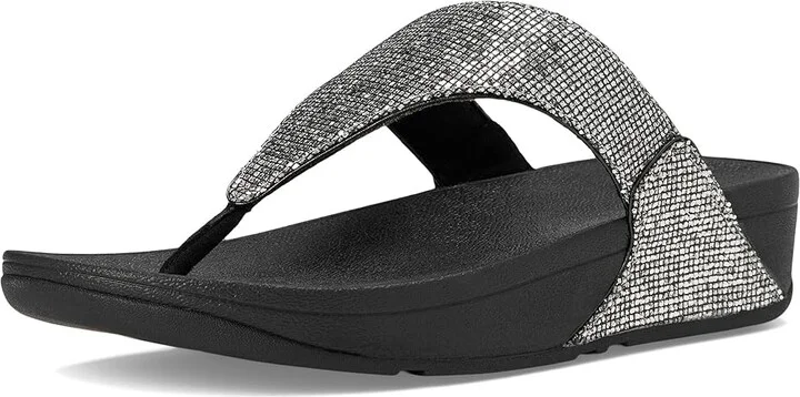 FitFlop Lulu Glitterball Toe-Post Sandals Women's Sandals Silver : 6 M (B), Leather - Image 5
