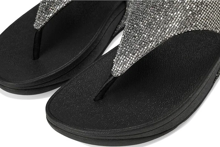 FitFlop Lulu Glitterball Toe-Post Sandals Women's Sandals Silver : 6 M (B), Leather - Image 7