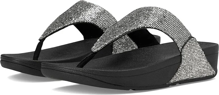 FitFlop Lulu Glitterball Toe-Post Sandals Women's Sandals Silver : 6 M (B), Leather