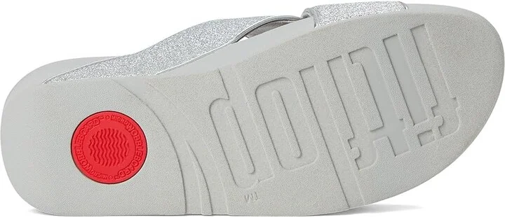 FitFlop Lulu Glitterdust Cross Slides Women's Sandals Silver : 10 M (B), Leather/Rubber - Image 3