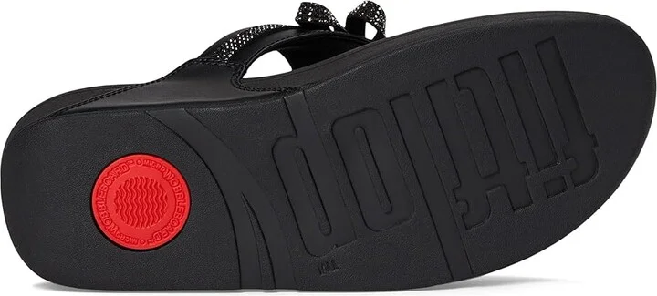 FitFlop Lulu Glitz-bow Leather Toe-post Sandals Women's Wedge Shoes All Black : 10 M (B) - Image 3