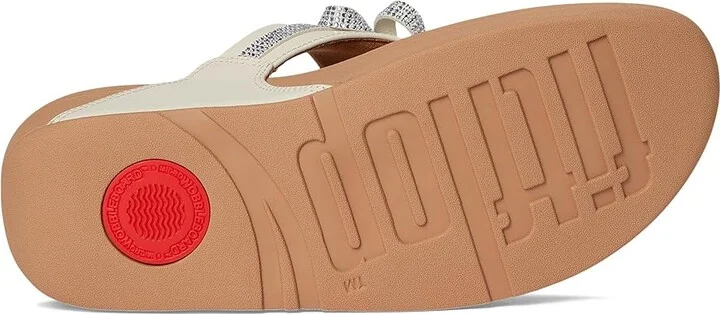 FitFlop Lulu Glitz-bow Leather Toe-post Sandals Women's Wedge Shoes Paris Beige : 10 M (B) - Image 3